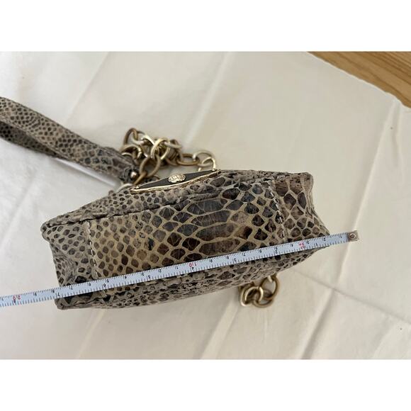 Elliott Lucca Gray Snakeskin print leather Crossbody Purse with chain - Picture 5 of 16